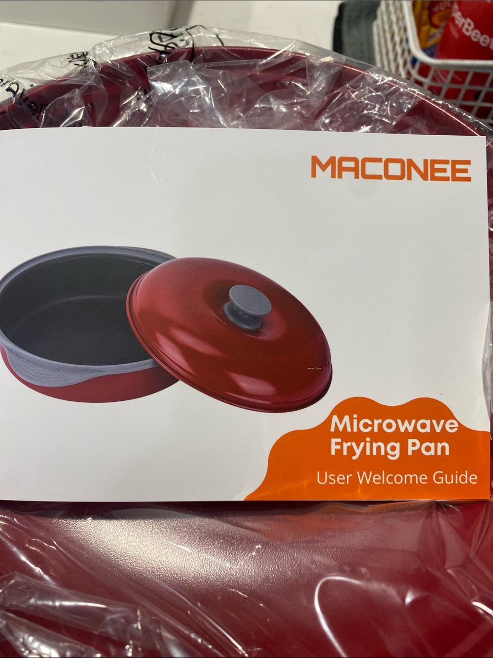 MACONEE Red Microwave Frying Pan with Lid
